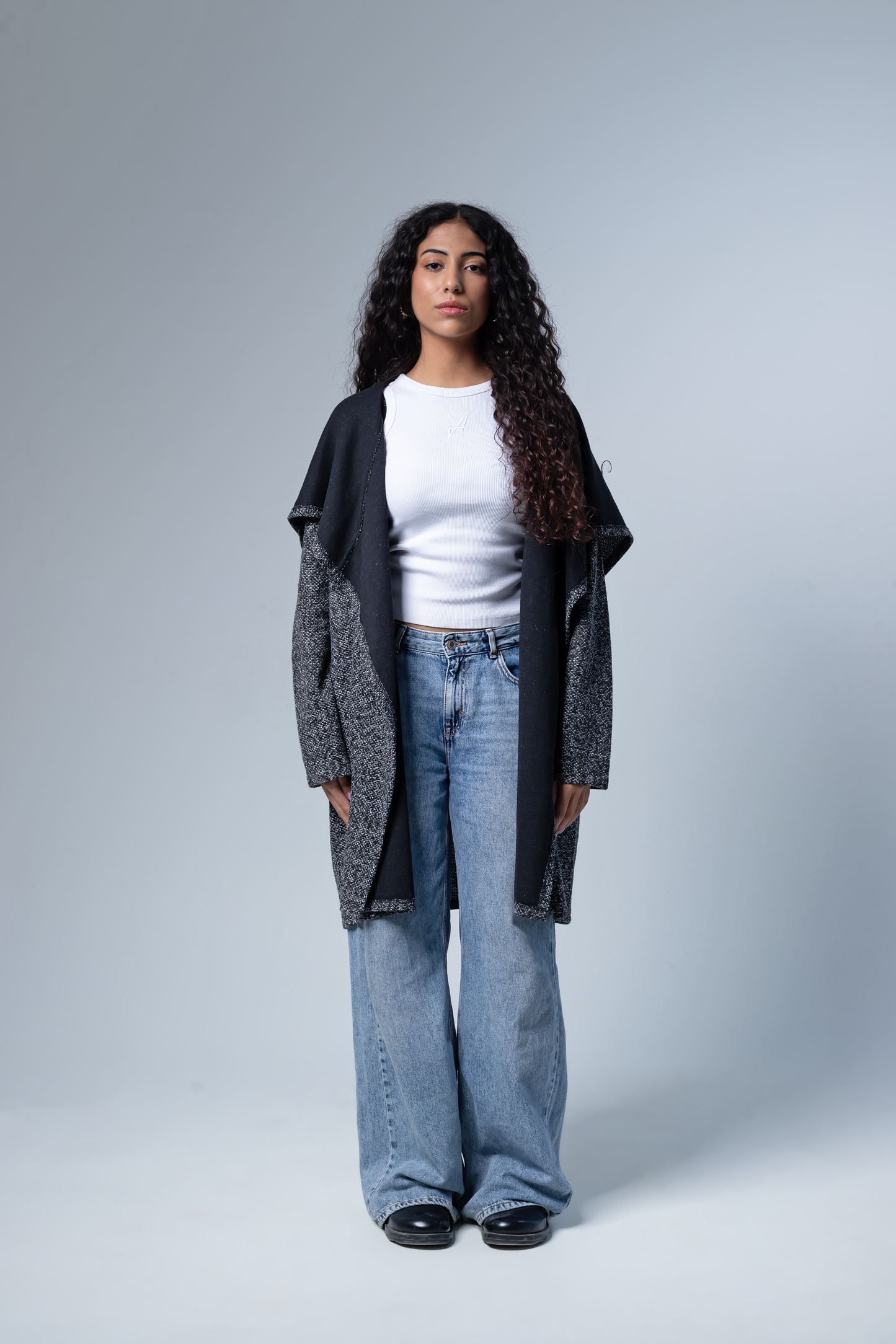Long-Open Wool Cardigan