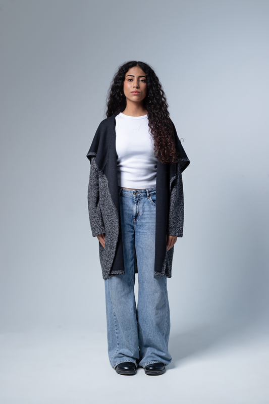 Long-Open Wool Cardigan