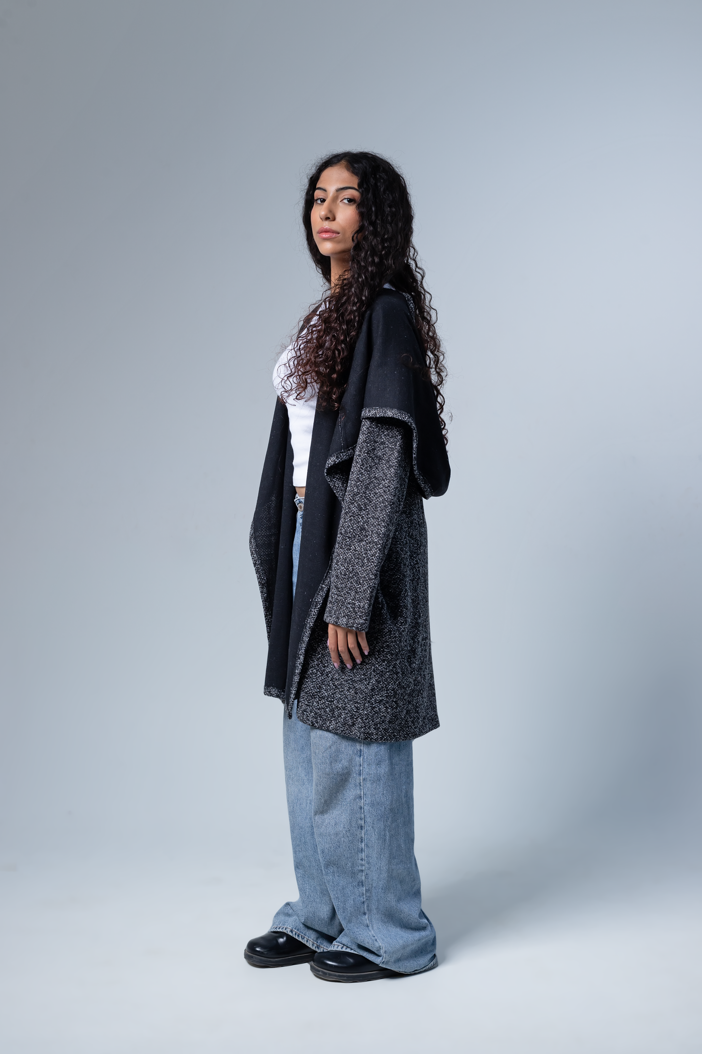 Long-Open Wool Cardigan