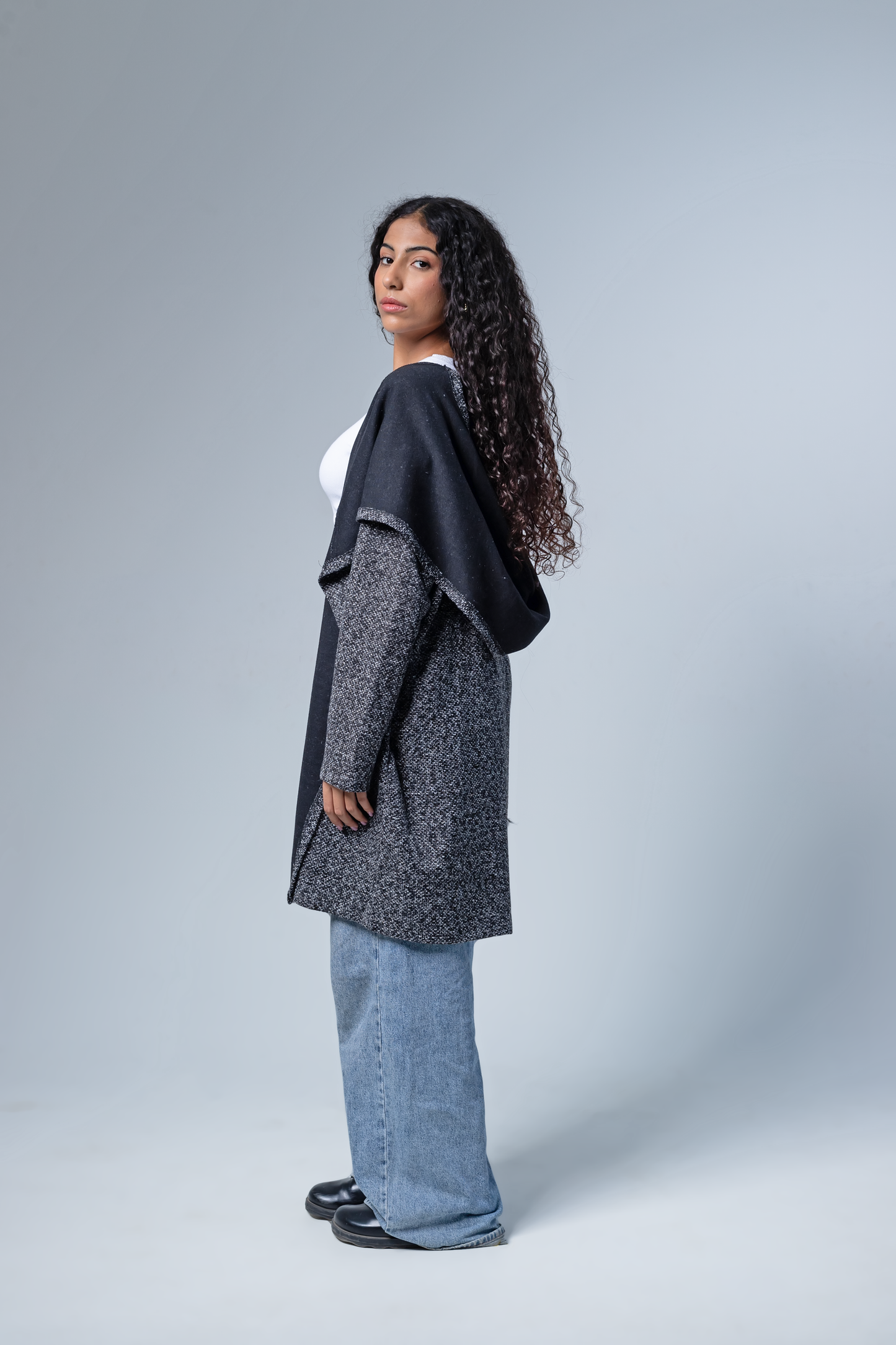 Long-Open Wool Cardigan