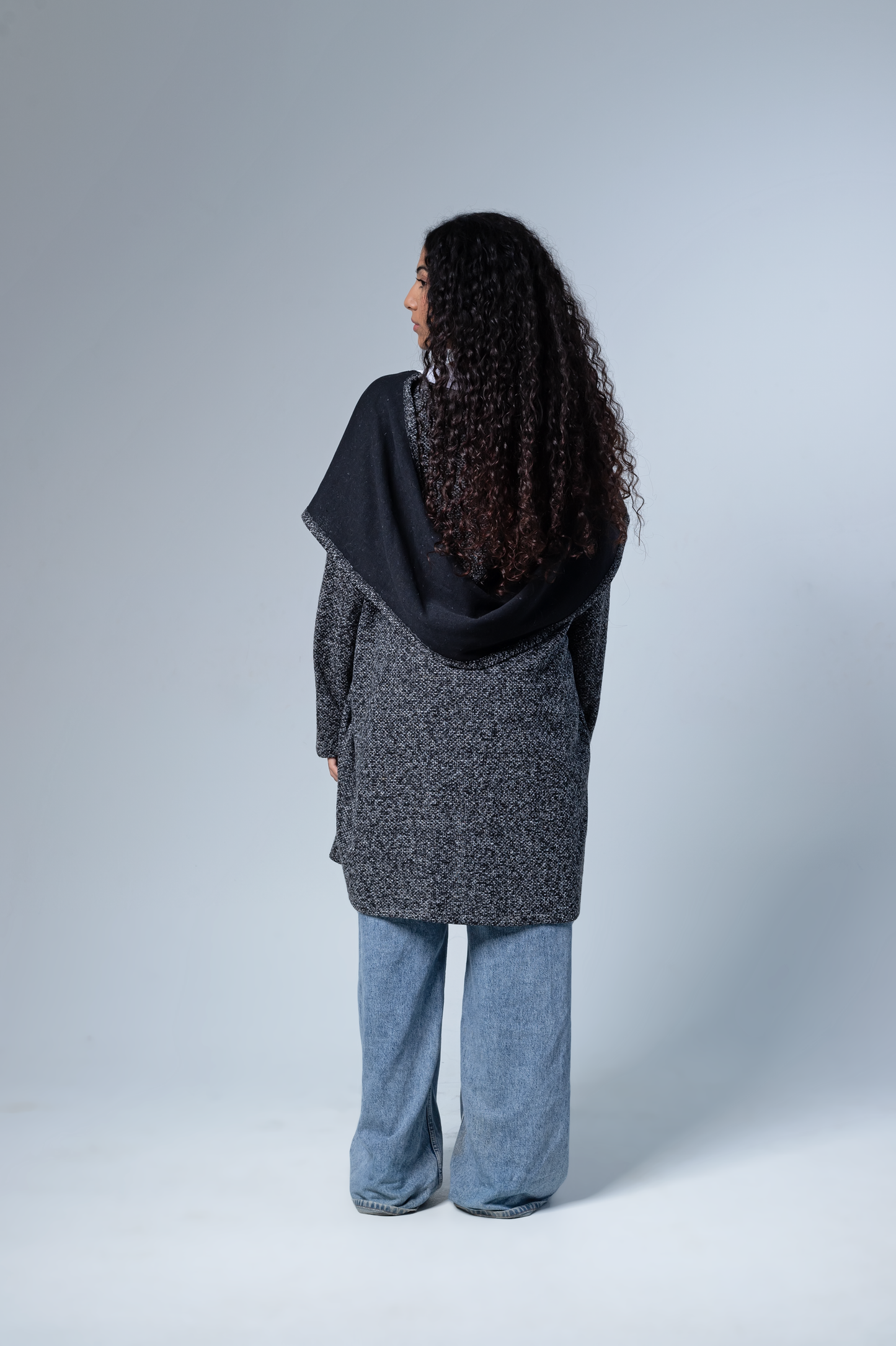 Long-Open Wool Cardigan