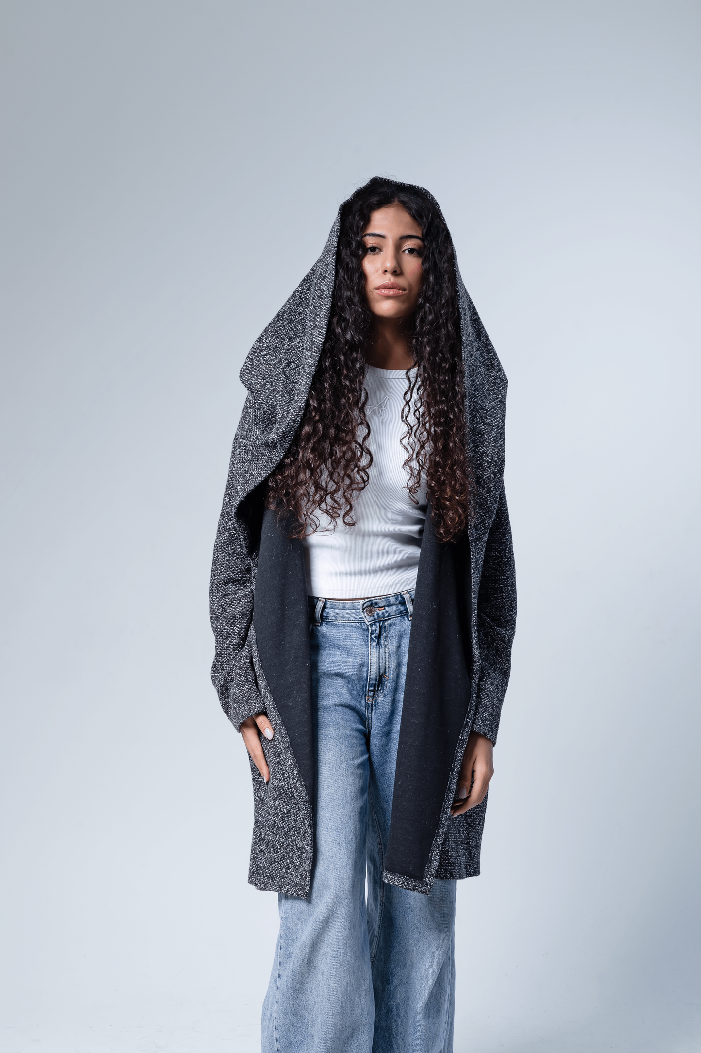 Long-Open Wool Cardigan
